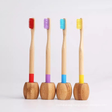 Colorful Design Round Shape Handle Bamboo Family Toothbrush